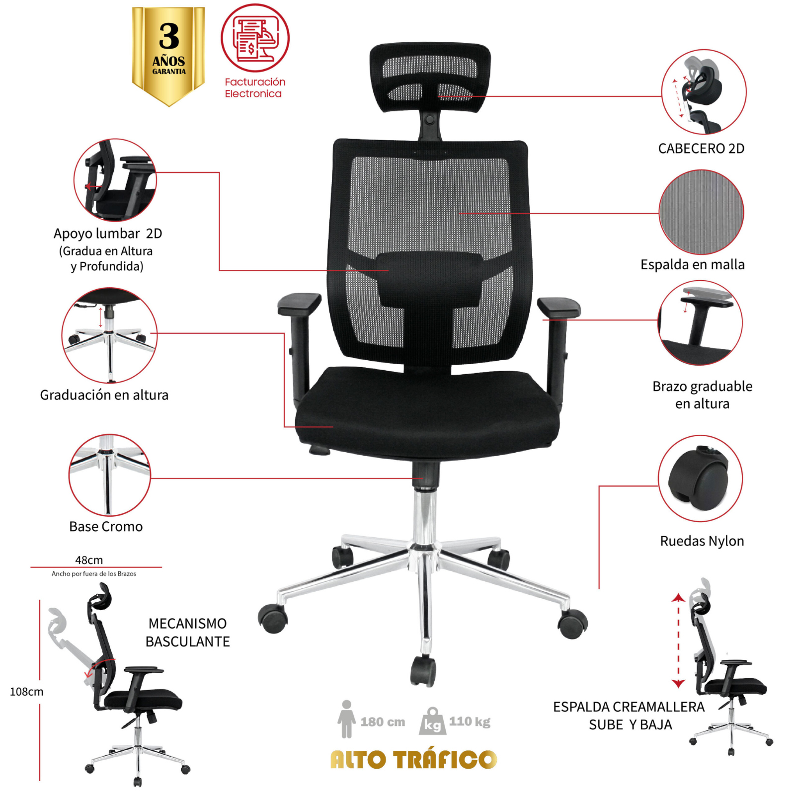 SILLA DE OFICINA POPAYAN PRESIDENTE - Imagen 5