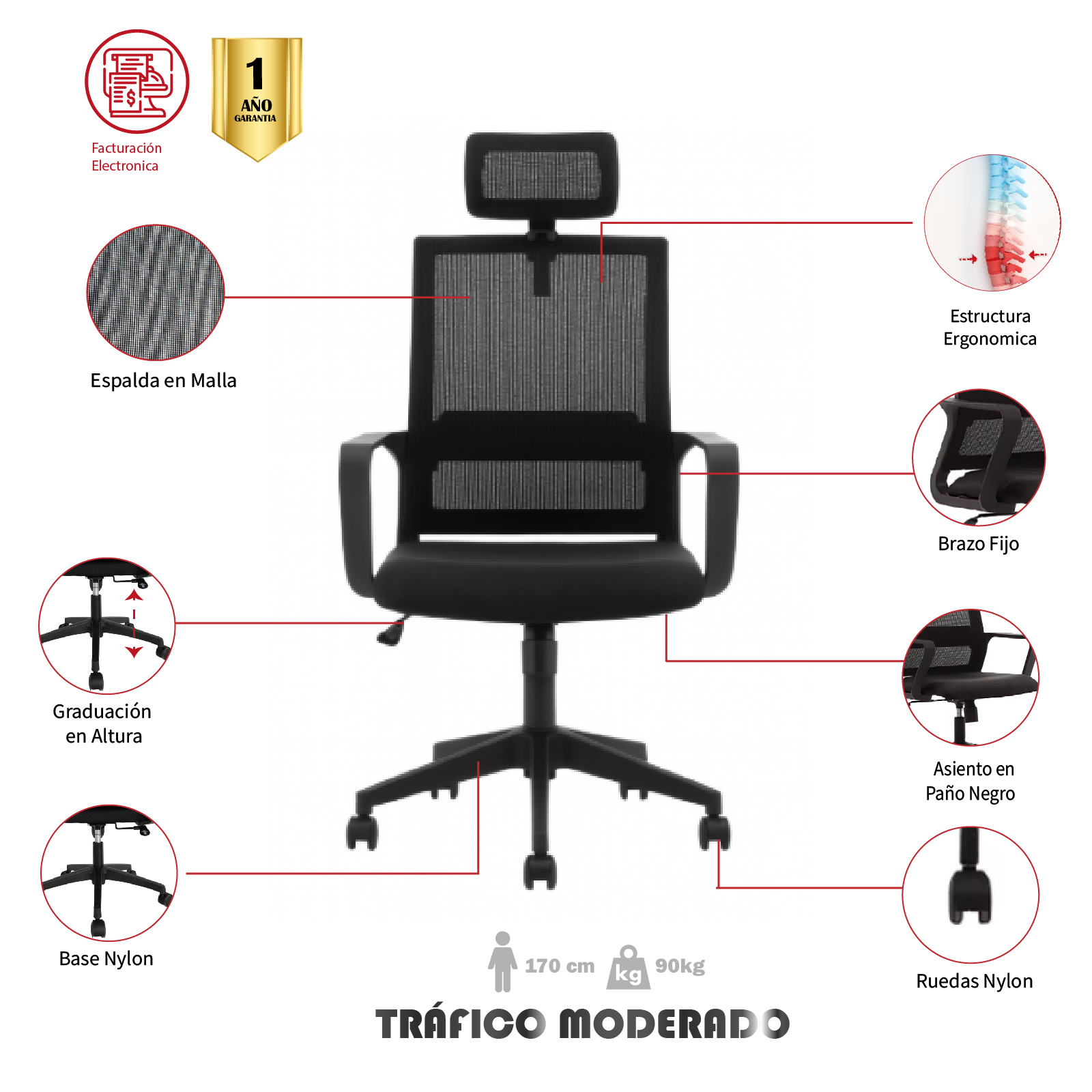 SILLA DE OFICINA PAMPLONITA PRESIDENTE - Imagen 4