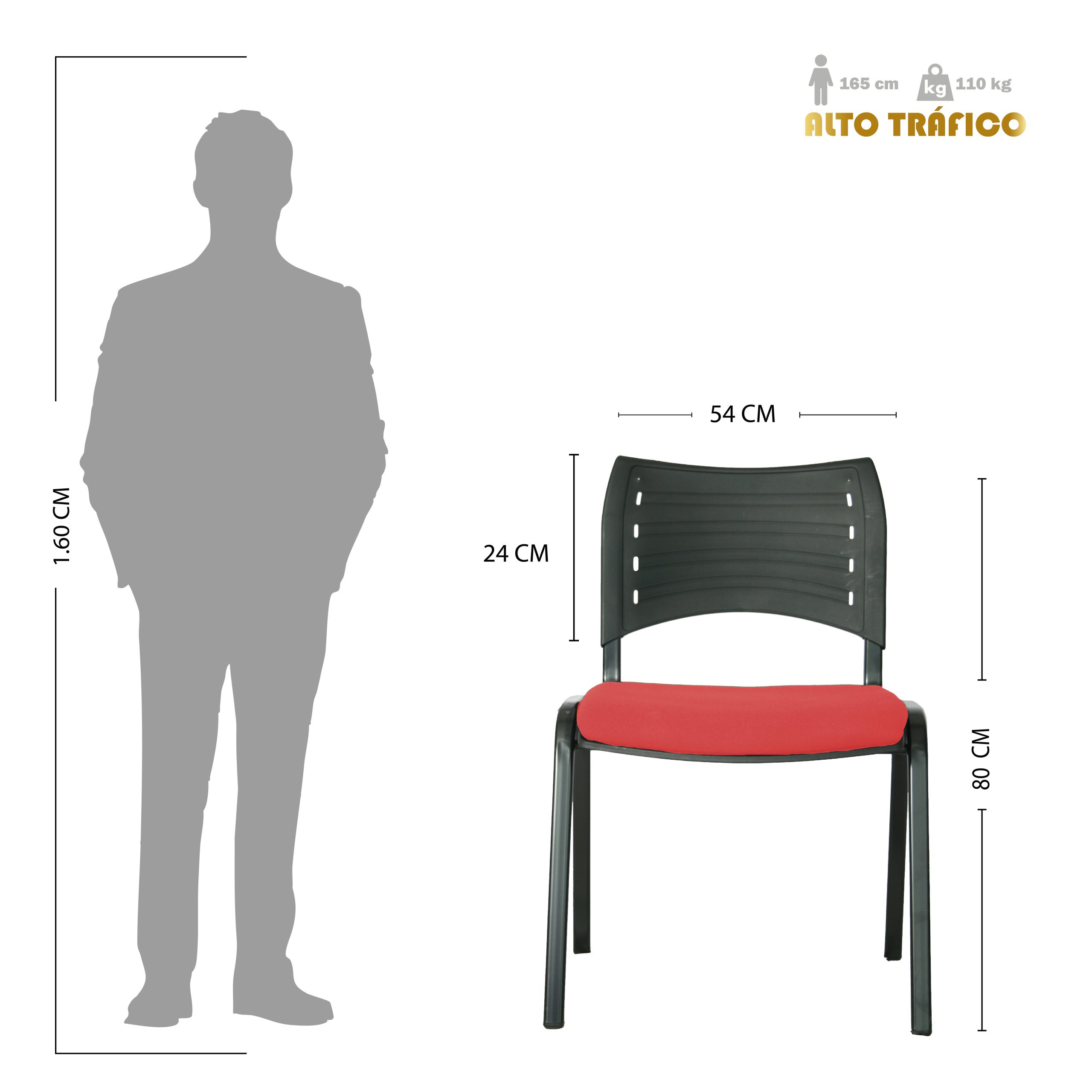 SILLA DE OFICINA INTERLOCUTORA TAUSA ASIENTO TAPIZADO - Imagen 6