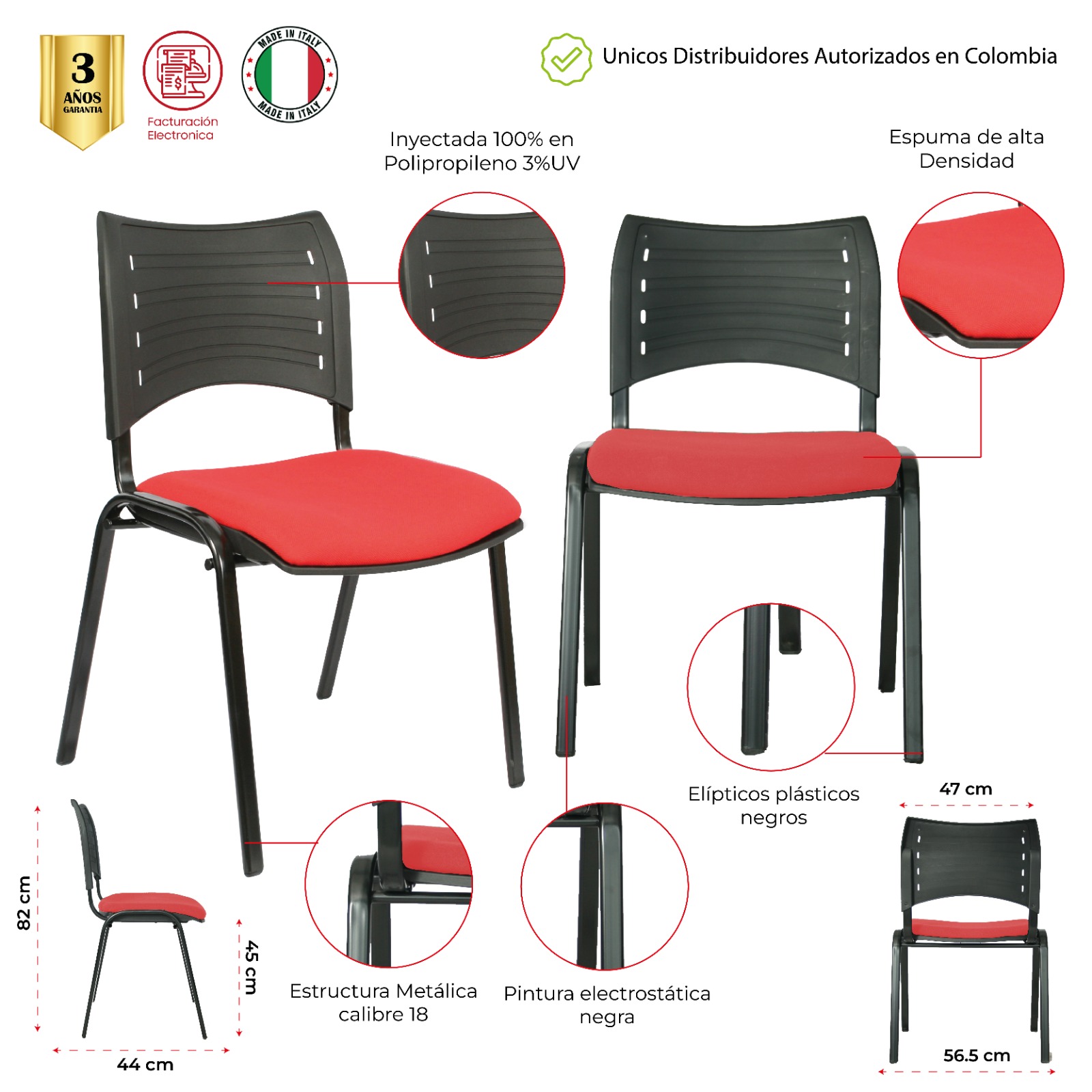 SILLA DE OFICINA INTERLOCUTORA TAUSA ASIENTO TAPIZADO - Imagen 2