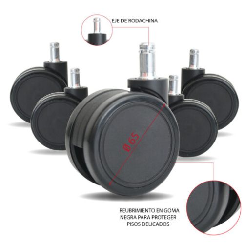 PARTES PARA SILLAS | RUEDA GOMA NEGRA DE 65 MM