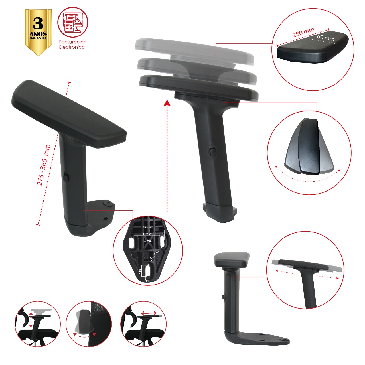 PARTES PARA SILLAS | BRAZOS 3D