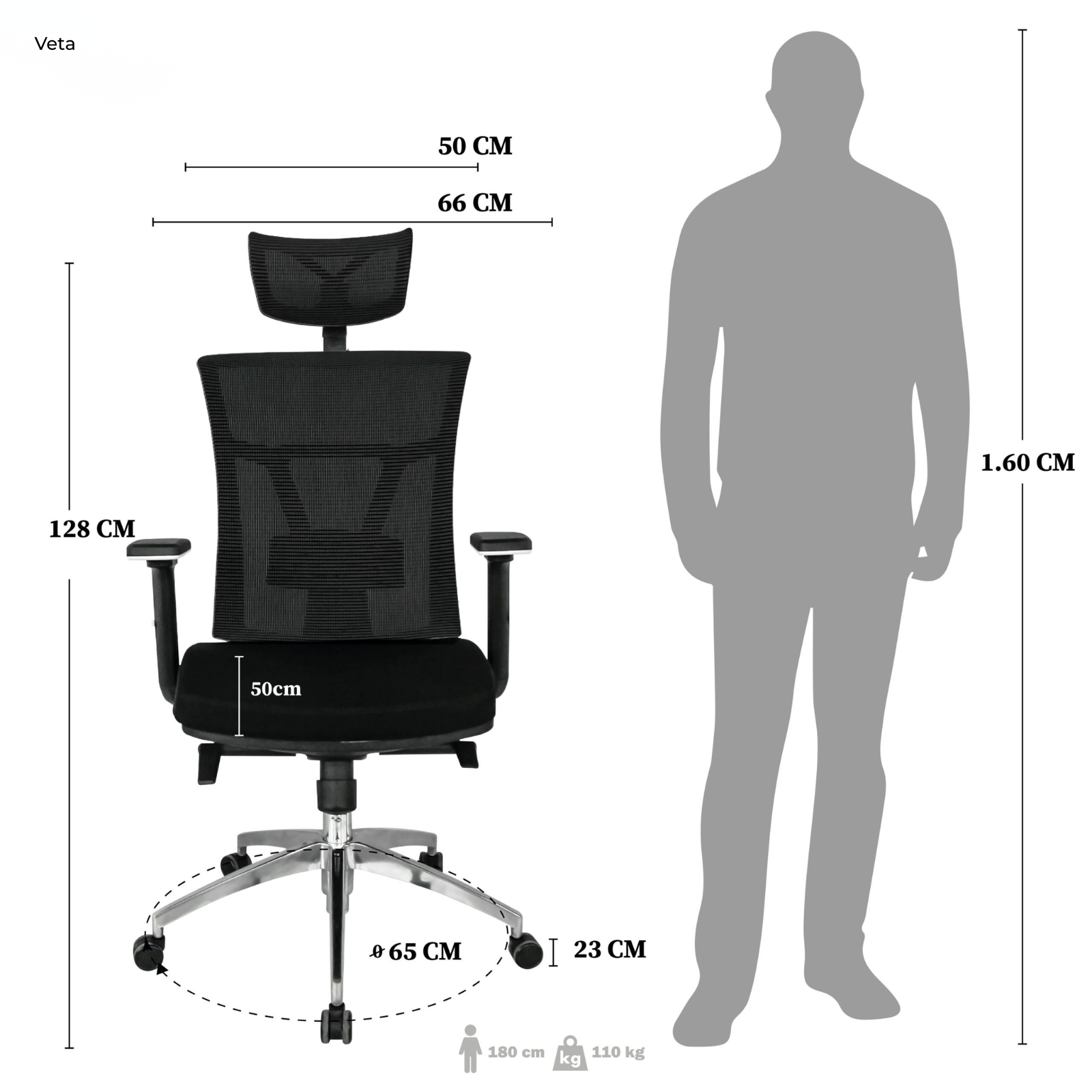 SILLA DE OFICINA RIO NEGRO PRESIDENTE PREMIUM | NEGRO - Imagen 2