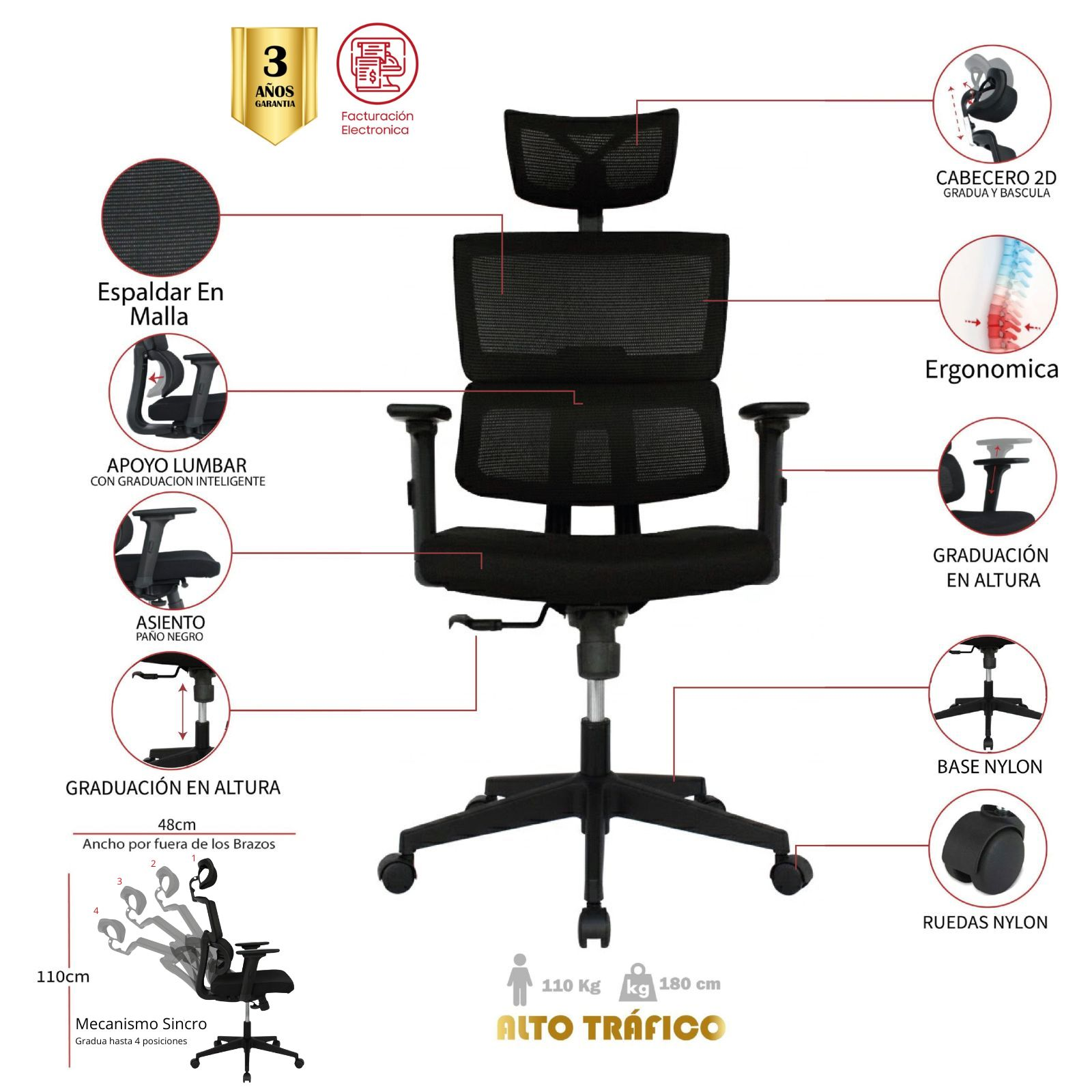 SILLA DE OFICINA CARCASÍ PRESIDENTE - Imagen 3