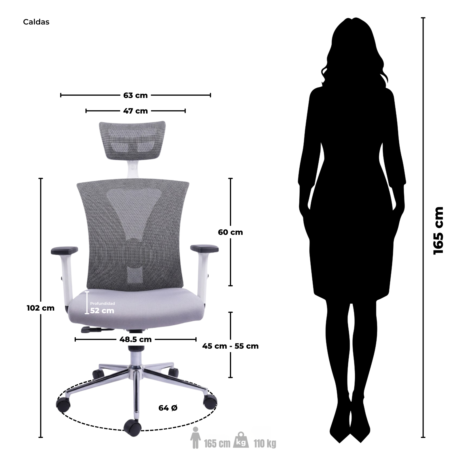SILLA DE OFICINA CALDAS PRESIDENTE - Imagen 6