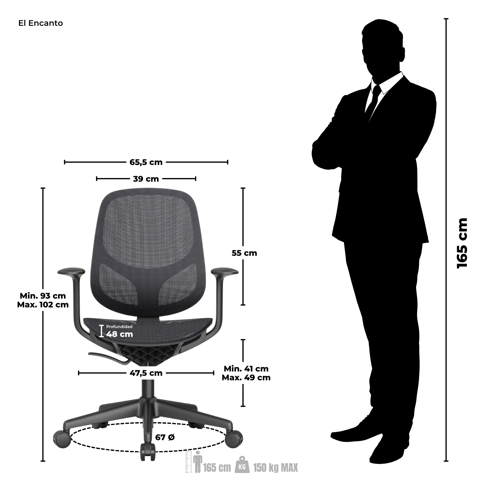 SILLA DE OFICINA YALÍ GERENTE PREMIUM | NEGRO - Imagen 7
