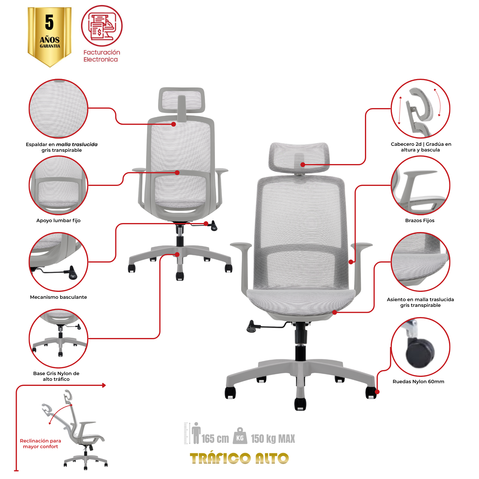 SILLA DE OFICINA SEGOVIA PRESIDENTE - Imagen 7