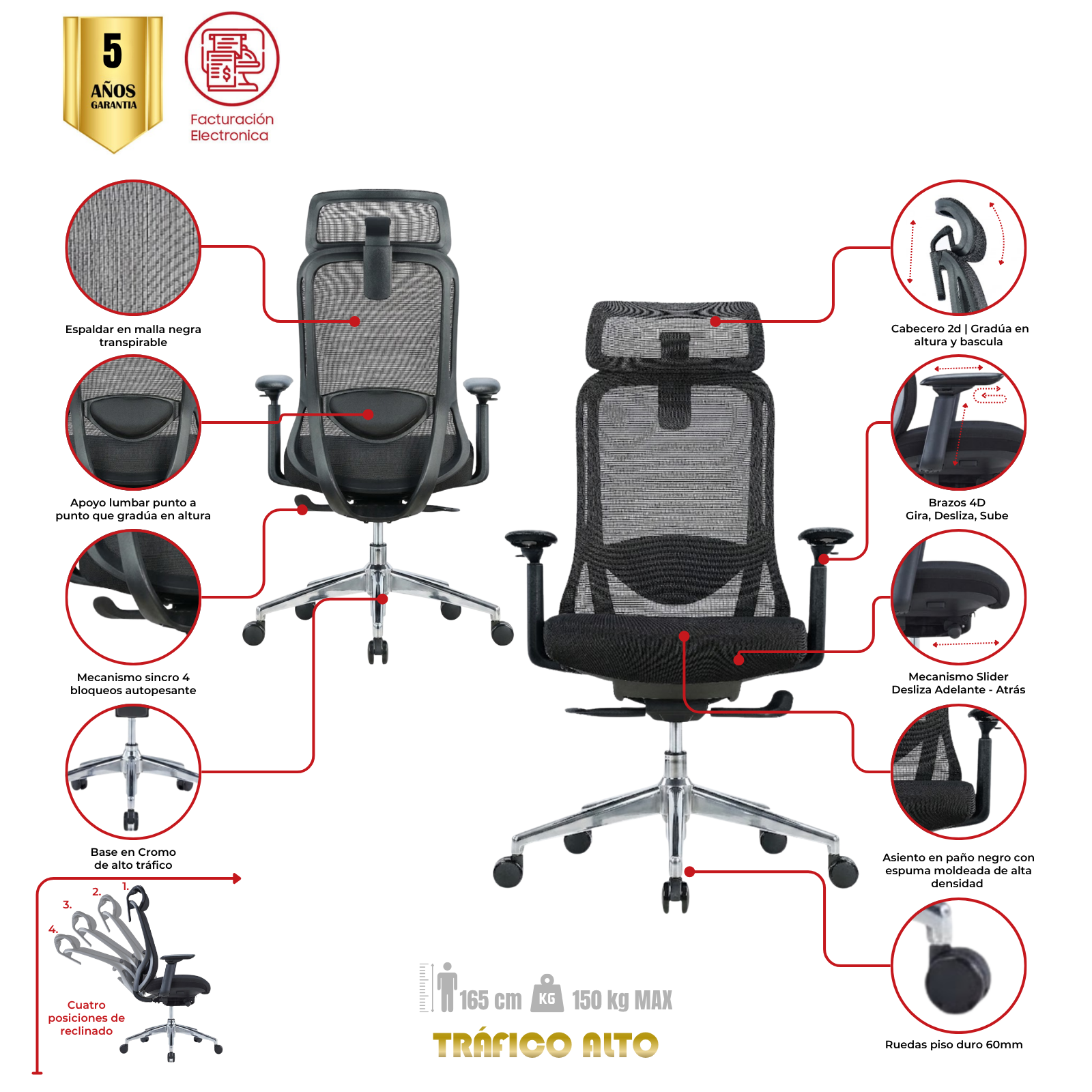 SILLA DE OFICINA VIJES PRESIDENTE PREMIUM | NEGRO - Imagen 6
