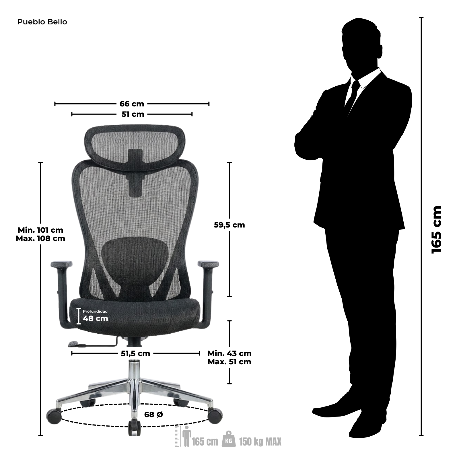 SILLA DE OFICINA COLOSO PRESIDENTE PREMIUM | NEGRO - Imagen 7