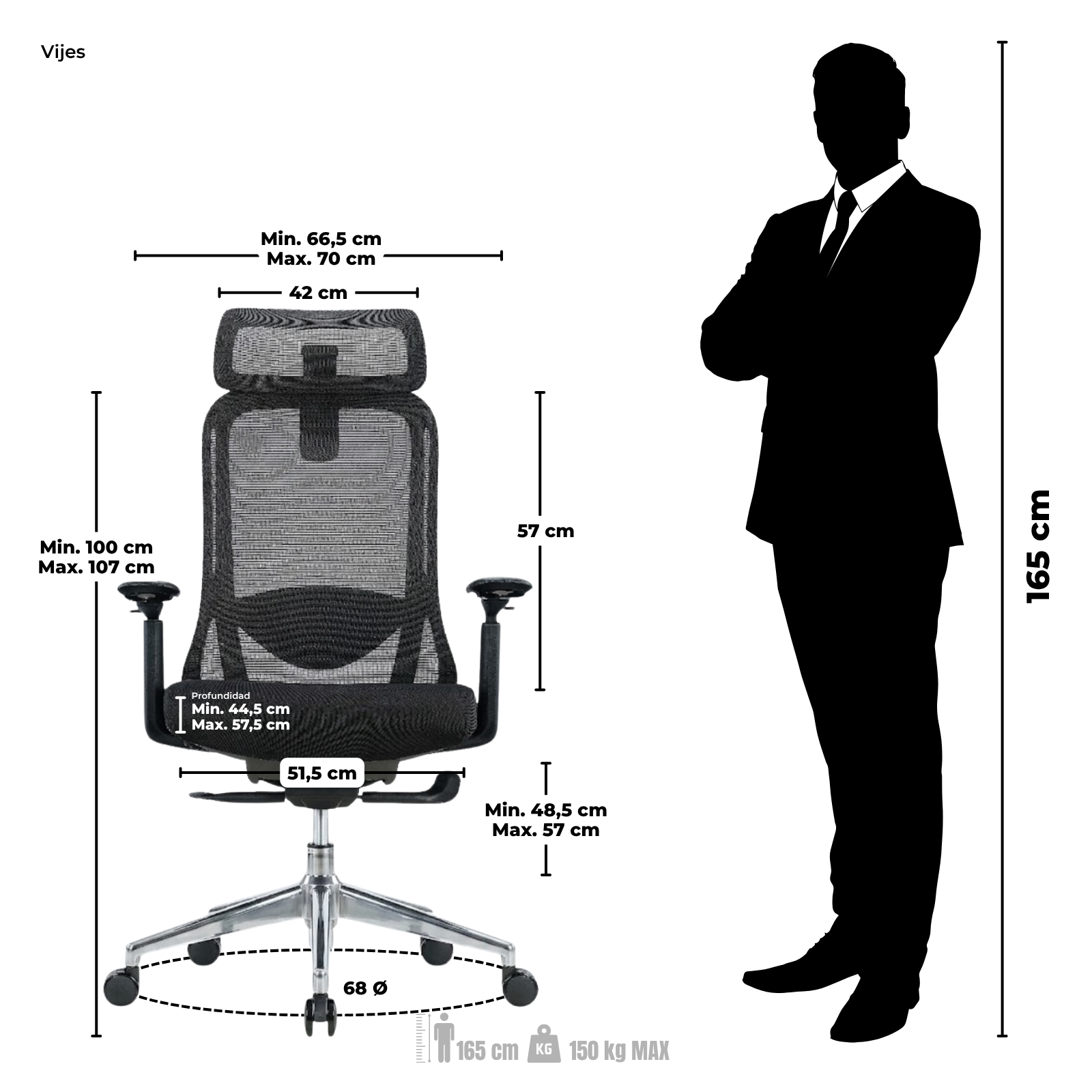 SILLA DE OFICINA VIJES PRESIDENTE PREMIUM | NEGRO - Imagen 7