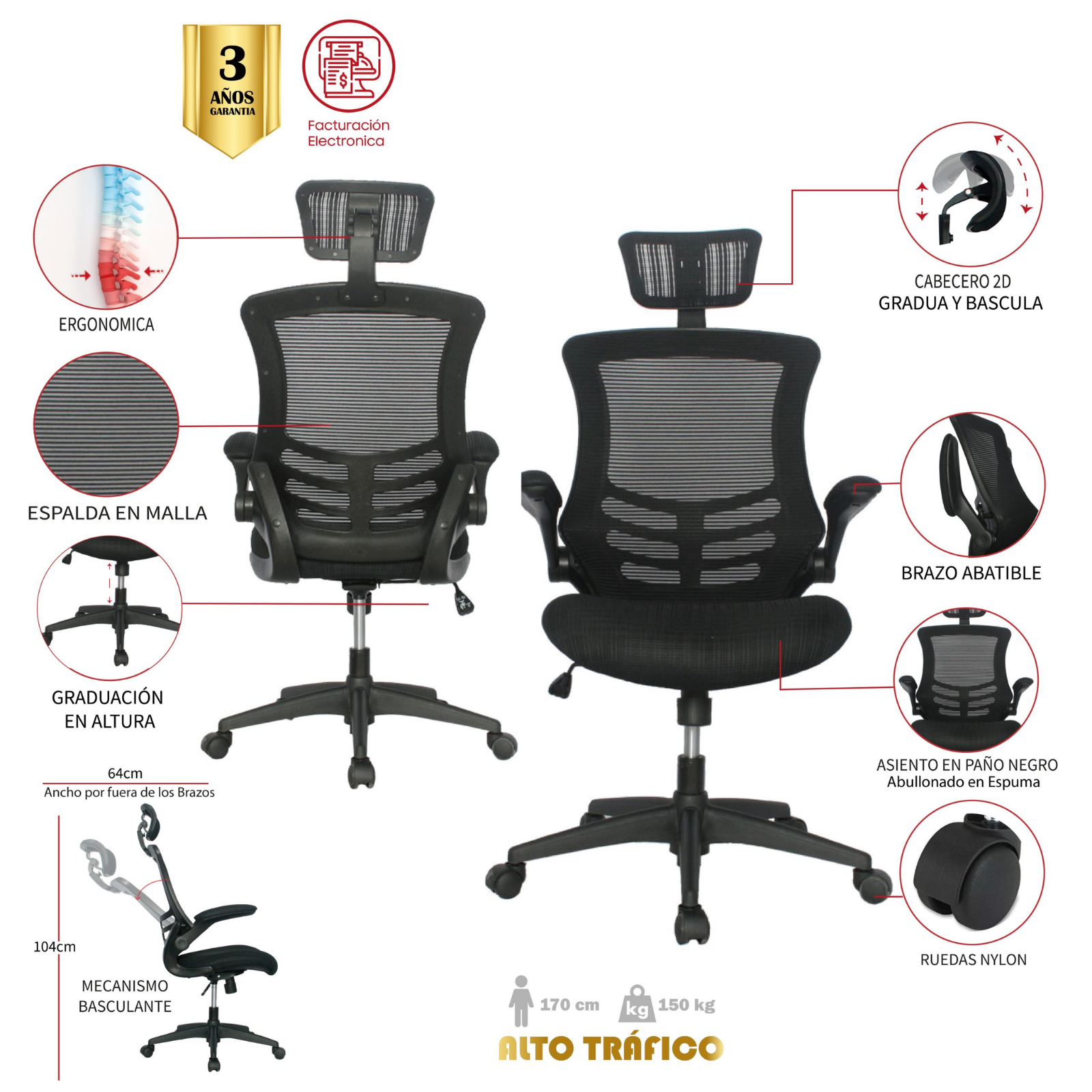 SILLA DE OFICINA TUBARA PRESIDENTE