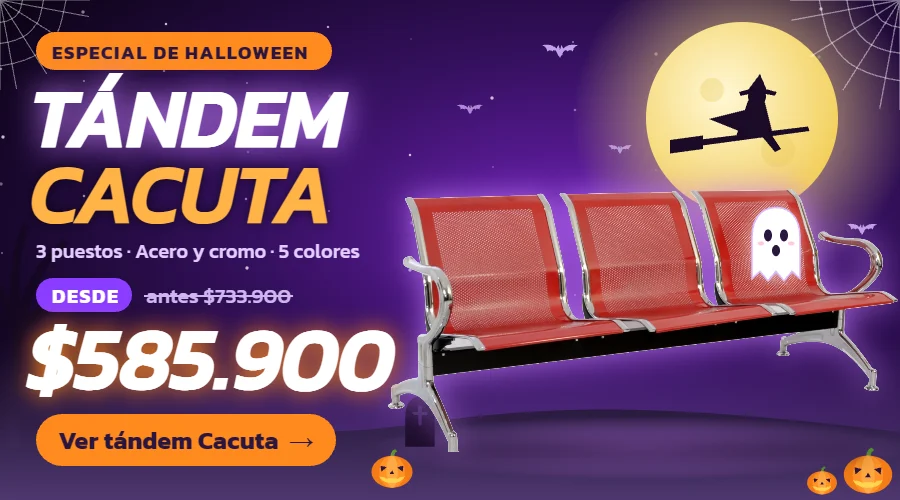 Tándem Cacuta 3 puestos acero y cromo desde $585.900 - Especial de Halloween